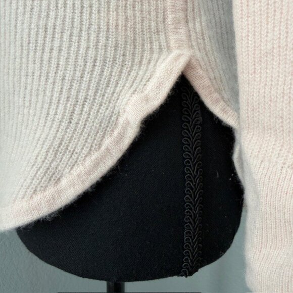 Cashmere Crew Neck Ribbed Fisherman Sweater Blush Pink XS - Picture 12 of 13